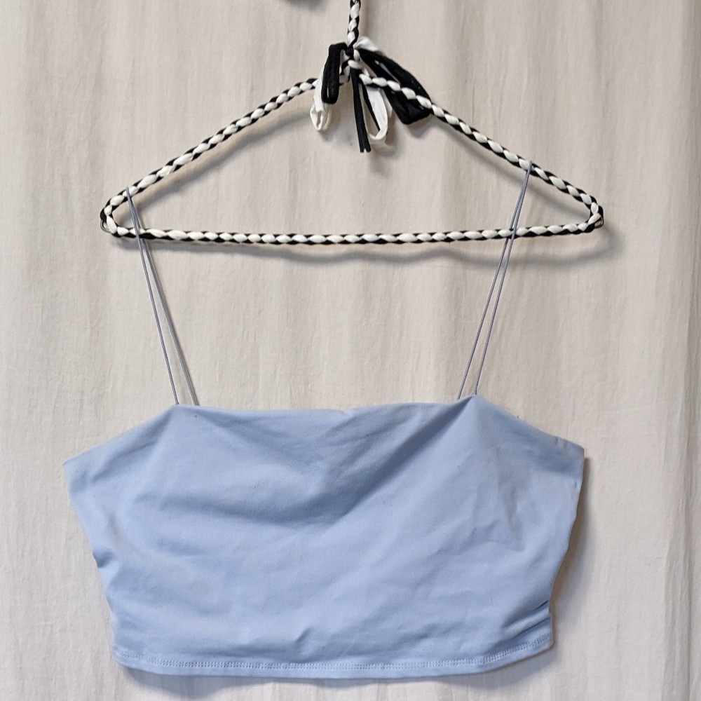 2/$25 Dynamite - Baby Blue Bandeau Style Crop Top With Elastic Straps - Large